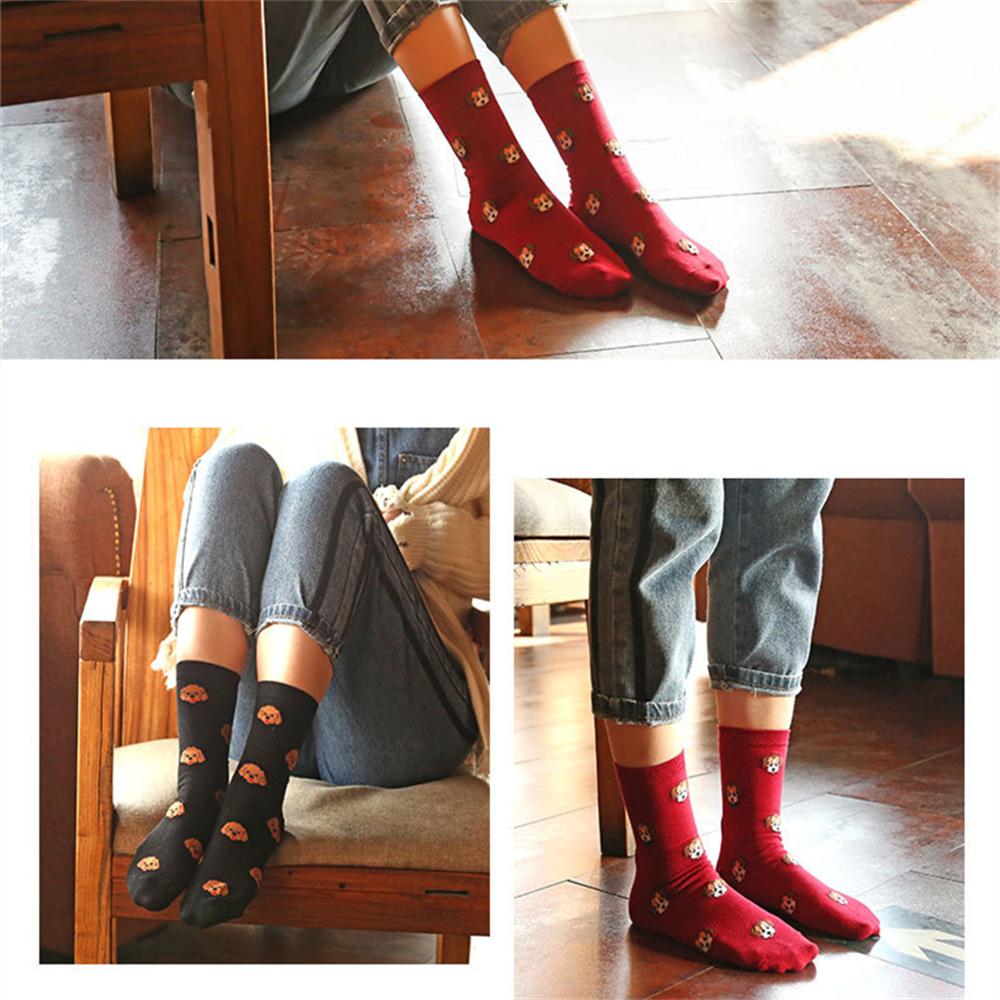 Unisex Funny Cartoon Dogs Head Socks Warm Soft Japanese Korean Cute Happy Puppy Husky Starling Dalmatian Teddy Cotton Sokken