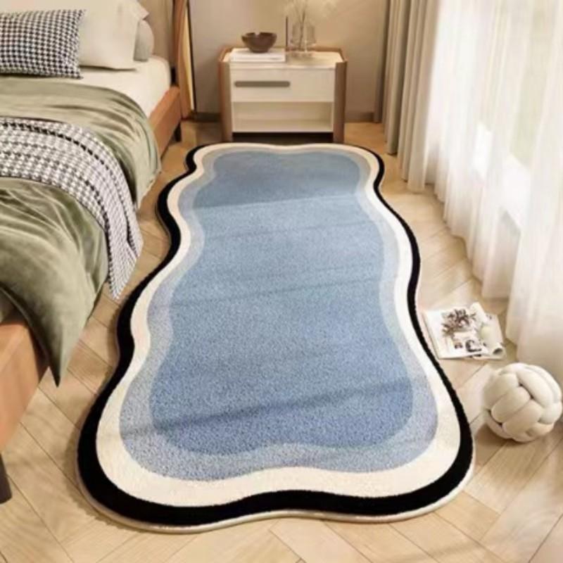 Insulated Faux Cashmere Bedside Throw Home Bedroom Short Pile Shaped Rug Stain-Resistant and Easy-Care Carpet