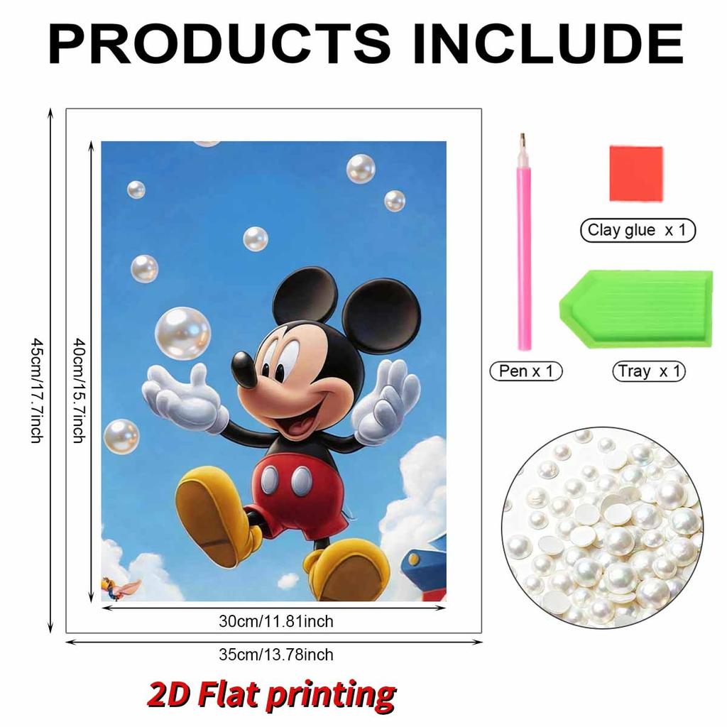 The Iconic Character of Disney Mickey Mouse in A Pearl Jigsaw Puzzle A Handmade Decorative Gift Suitable for Home Use