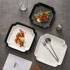 Céramique Noir Blanc Assiette Carrée Simplicité Originalité Ménage Hôtels Vaisselle en Porcelaine Petit-déjeuner Dîner Assiette pour Plat Principal