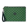 Pochette da Polso in Tela e Pelle con Logo Monogramma Clutch Unisex Verde Blu Scuro 657581-2UZAN-3368