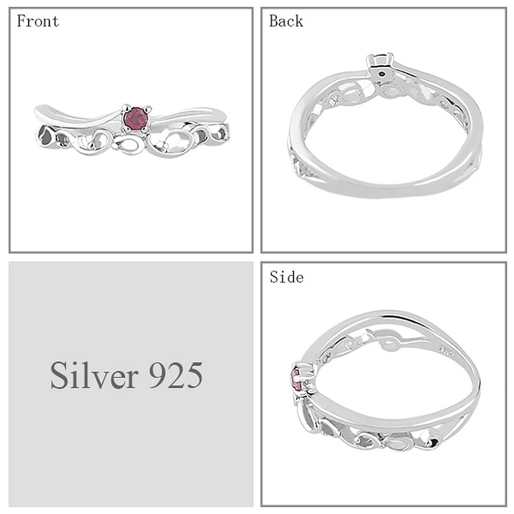 Shinjuku Gin No Kura Ruby Arabesque Silver 925 Pinky Size Pinky July Birthstone Ring, 5, Women's Finger,