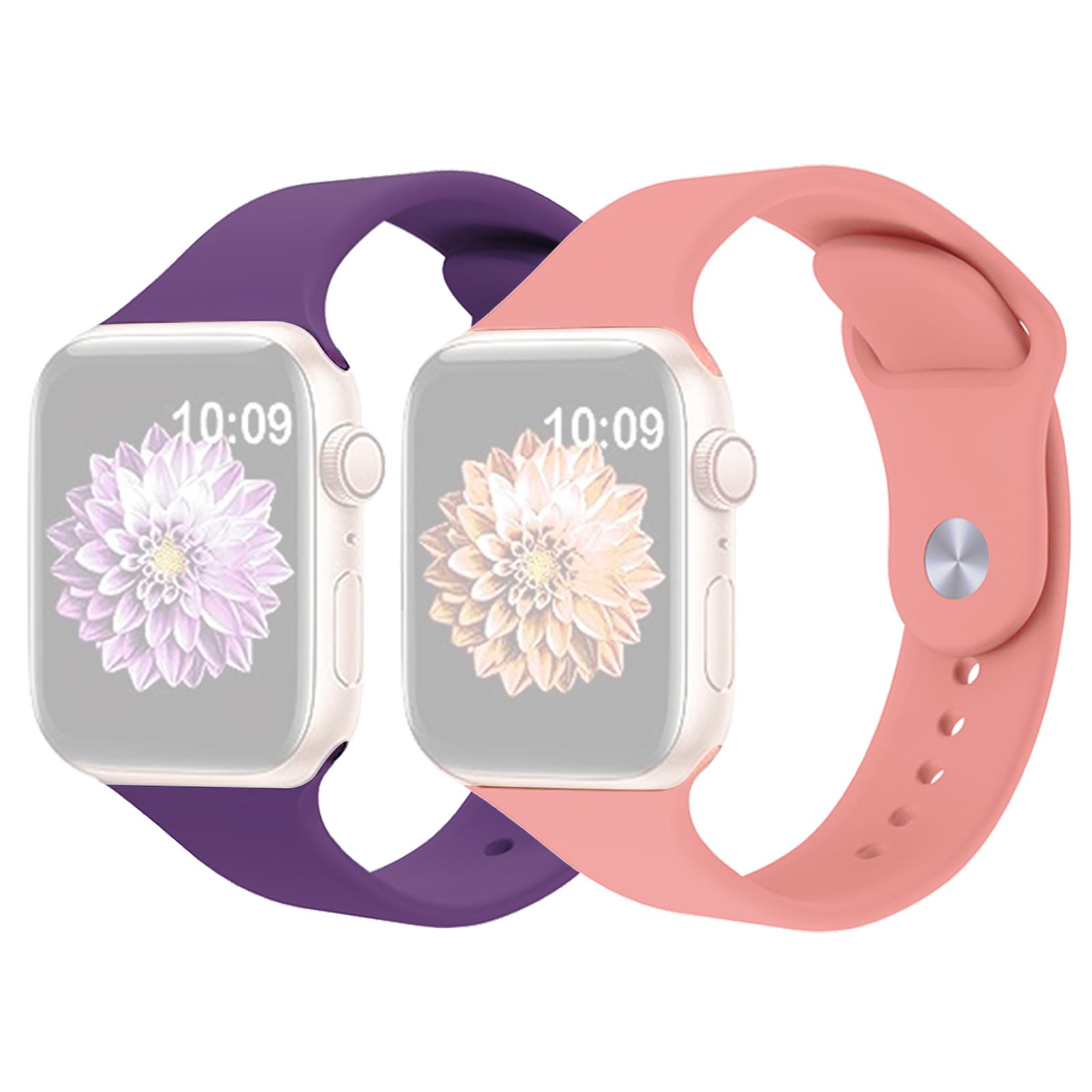 

2Pcs Size M/L AW Watch Band for Apple Watch Series 10 42mm/9 8 7 41mm/SE (2023) SE (2022) SE 6 5 4 40mm/3 2 1 38mm Silicone Wrist Strap A