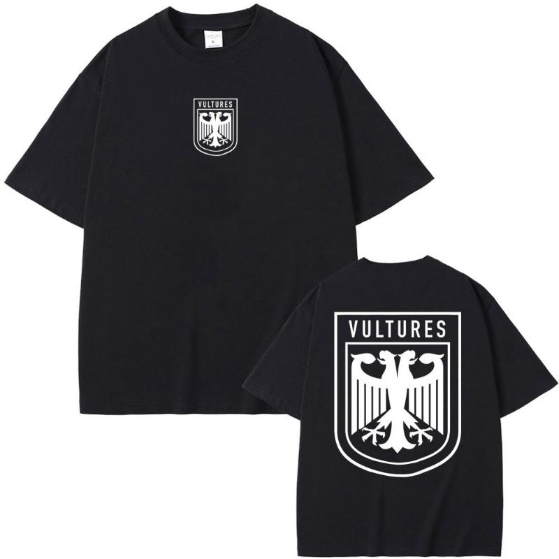 Fashion Rapper Kanye West Vultures New Music Album Graphic T Shirts Men Women Hip Hop Summer T-shirts Male 100% Cotton Tshirt