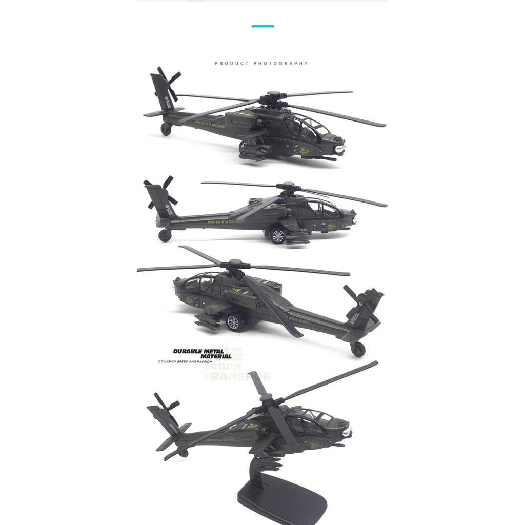 Apache Armed Helicopter Model Acoustooptic Military Aircraft Model Toy Ornament Gift FJ16