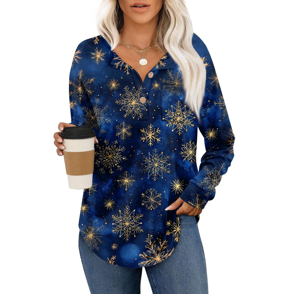 Women's Retro Printed Fashionable Long-sleeved Top