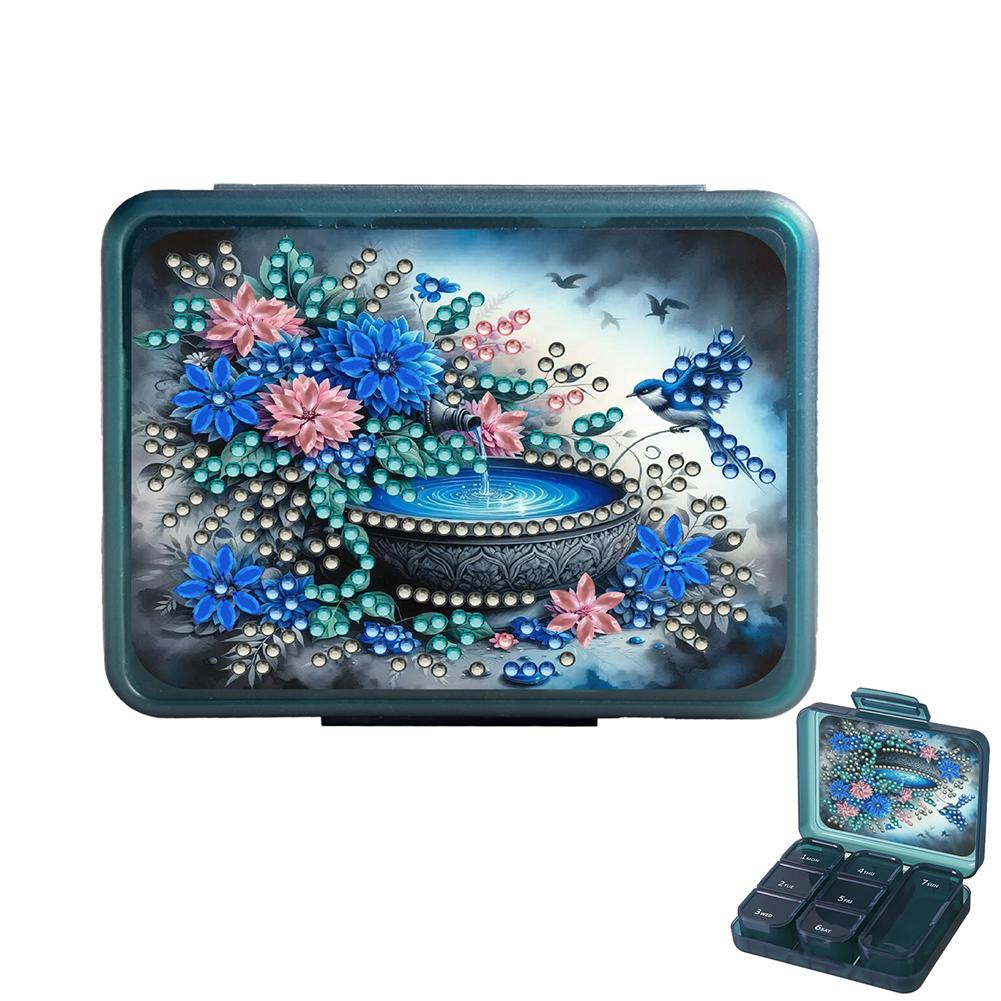 Diamond Art Pill Box Mini Travel Portable Storage Box Rectangular Medicine Box Diamond Painting DIY Blingbling Pill Case Pastill