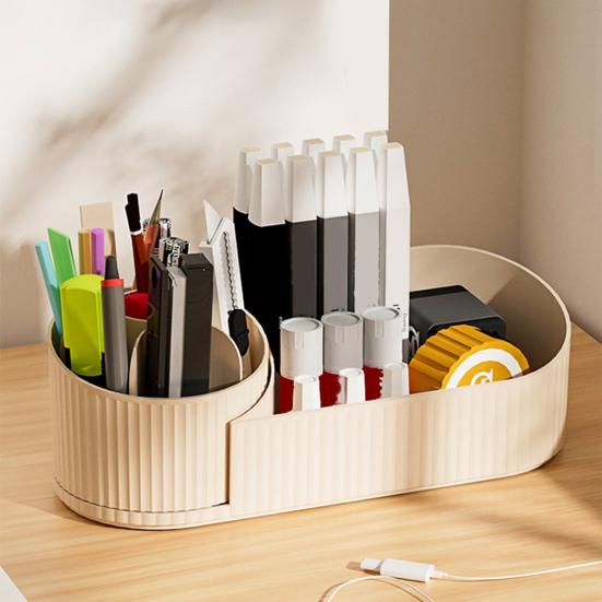 Nástěnný úložný box Organizér na štětce na make-up Velká kapacita Otočný o 360 stupňů Koupelnový úložný regál s přísavkou