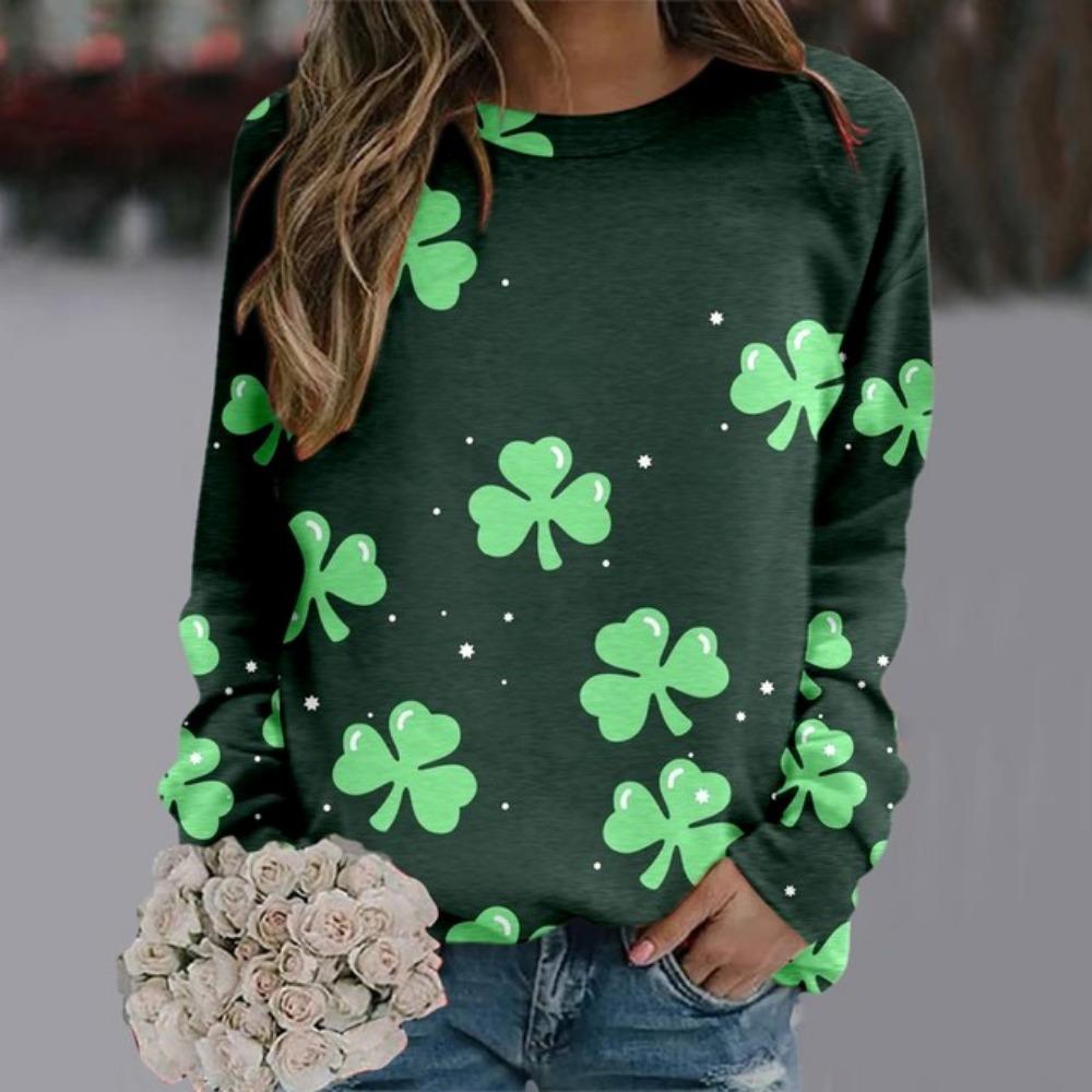 Grüne Pullover Pullover Frauen St Patrick Tag Kleidung 2024 Frauen Täglichen Grün Workout Langarm O Neck T Shirt Weibliche Tops