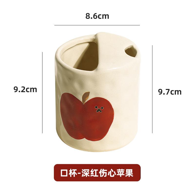 

Creative Hand Painted Apple Ceramic Mug Cute Coffee Cup for Home High Value Drinking Cup Couple Gift 301-400ml