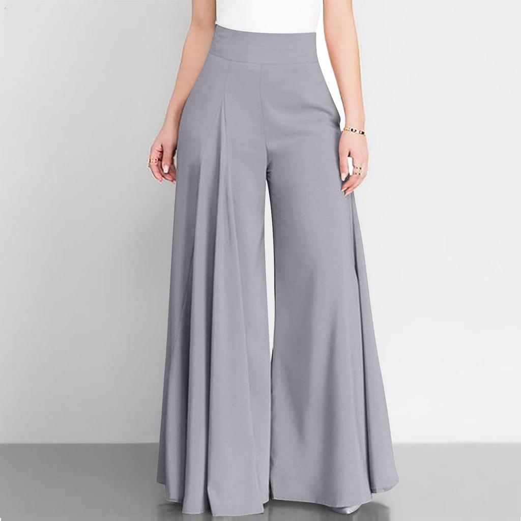 2026 Spring Women's High Waist Wide Leg Casual Pants - Solid Color, Lightweight