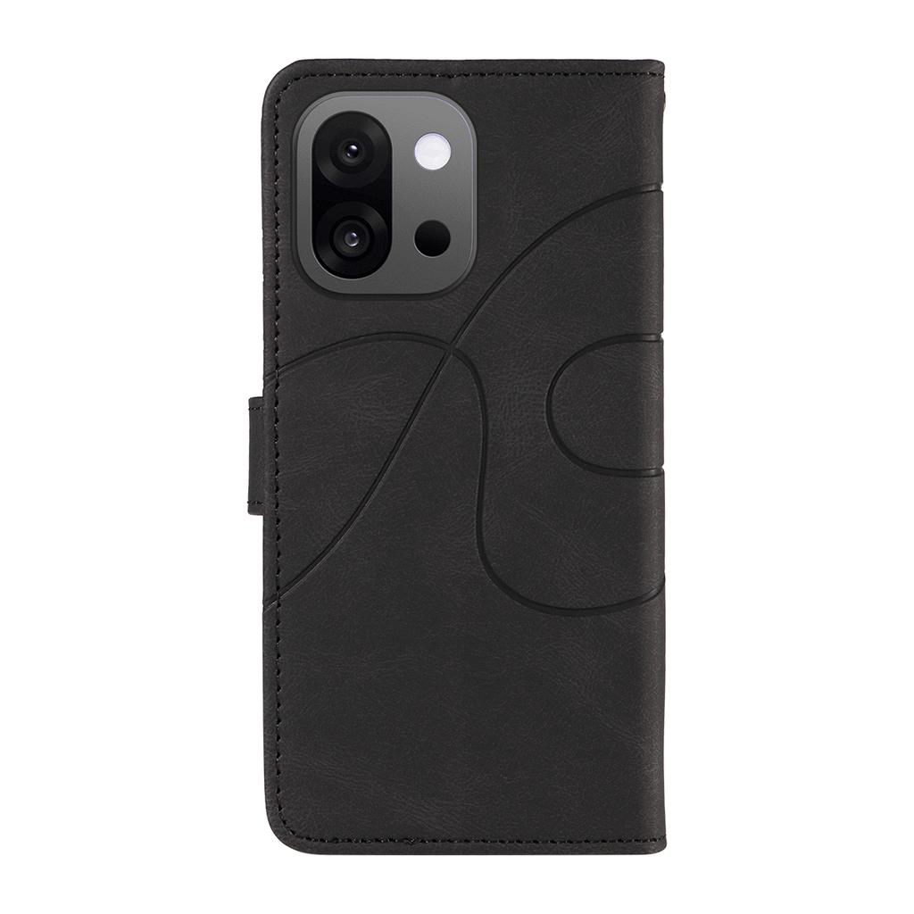 For OnePlus 13T 5G Wallet Case Leather Phone Cover Stand with Curved Line Design