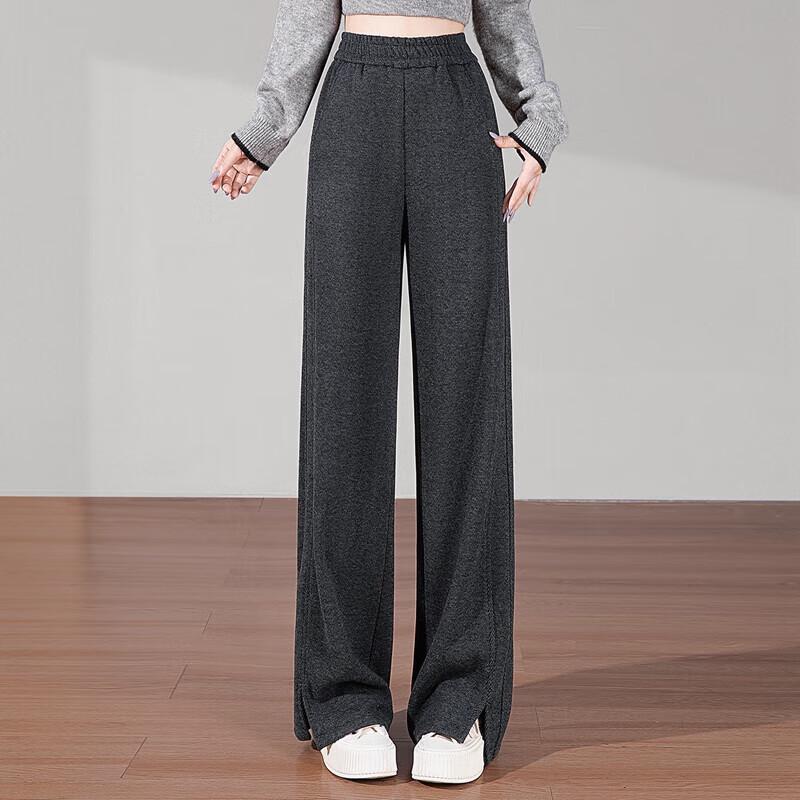 Women's 2025 Autumn High-Waist Slit Straight-Leg Pants