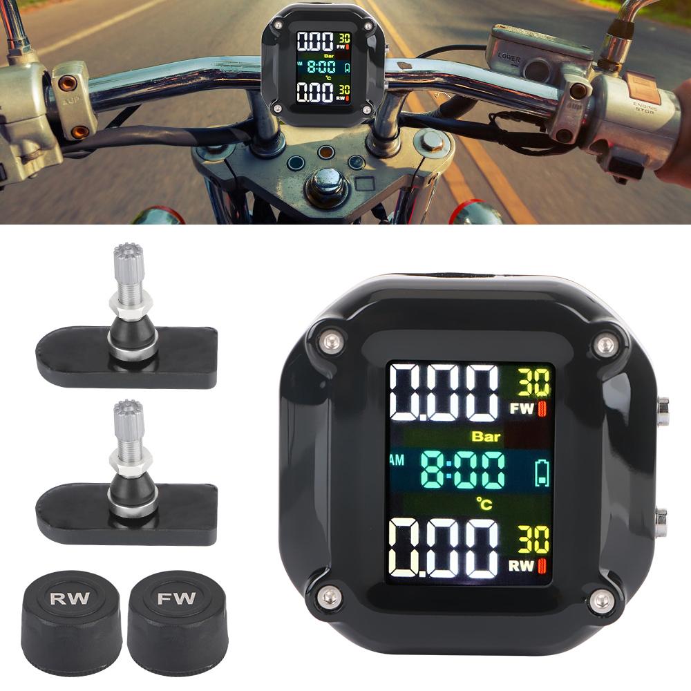 Security Alarm System Internal Sensor With 2 External Sensors Motorcycle TPMS Tyre Temperature Motor Tire Pressure Monitoring Alarm System