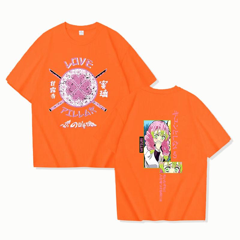 Hot Anime Kanroji Mitsuri Printing T-shirt Women Fashion Short Sleeve Street Casual Personality Y2k Summer T-shirt