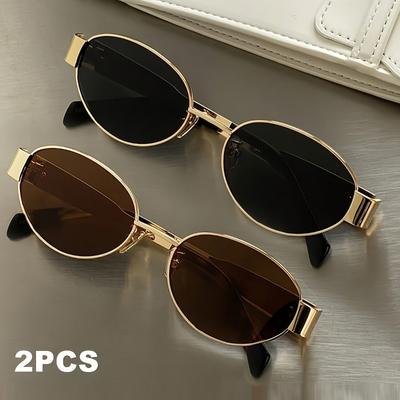 1 Pair Summer Fashion Oval Metal Frame Glasses Unisex Trendy Photography Accessories Daily Wear Eyewear
