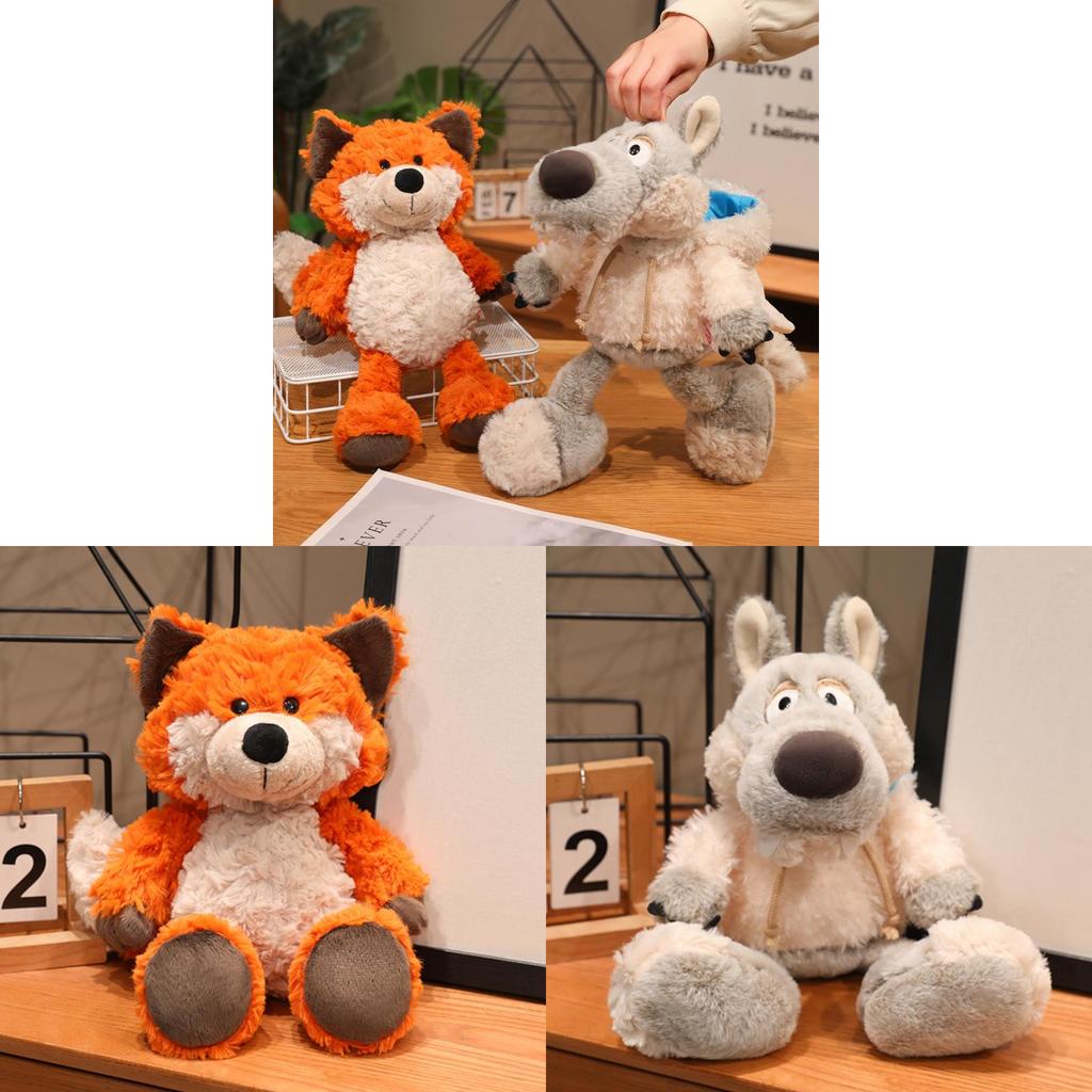 Forest Friends Plush Wolf And Fox Toys With Pp Cotton Filling For Kids Playroom Decor