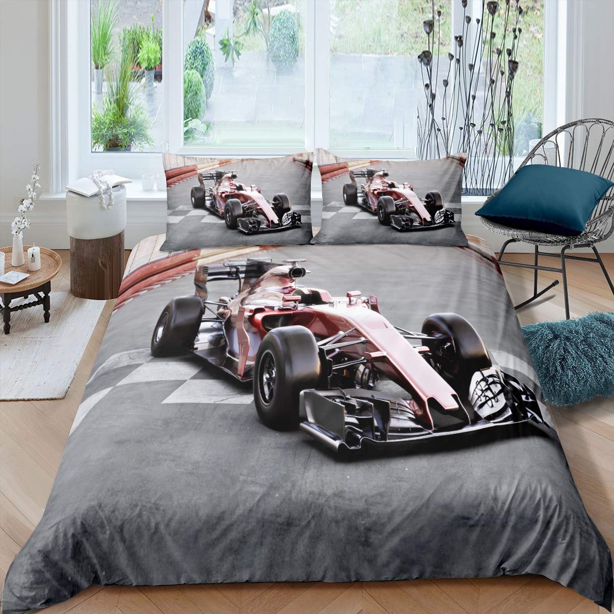 

Комплект постельного белья Go Kart, скоростные машины, пододеяльник, чехол для спортивного автомобиля, турнирный пододеяльник для мальчиков, взрослых, гоночный мотоцикл, скутер, ребенок EU Single(135x200cm)