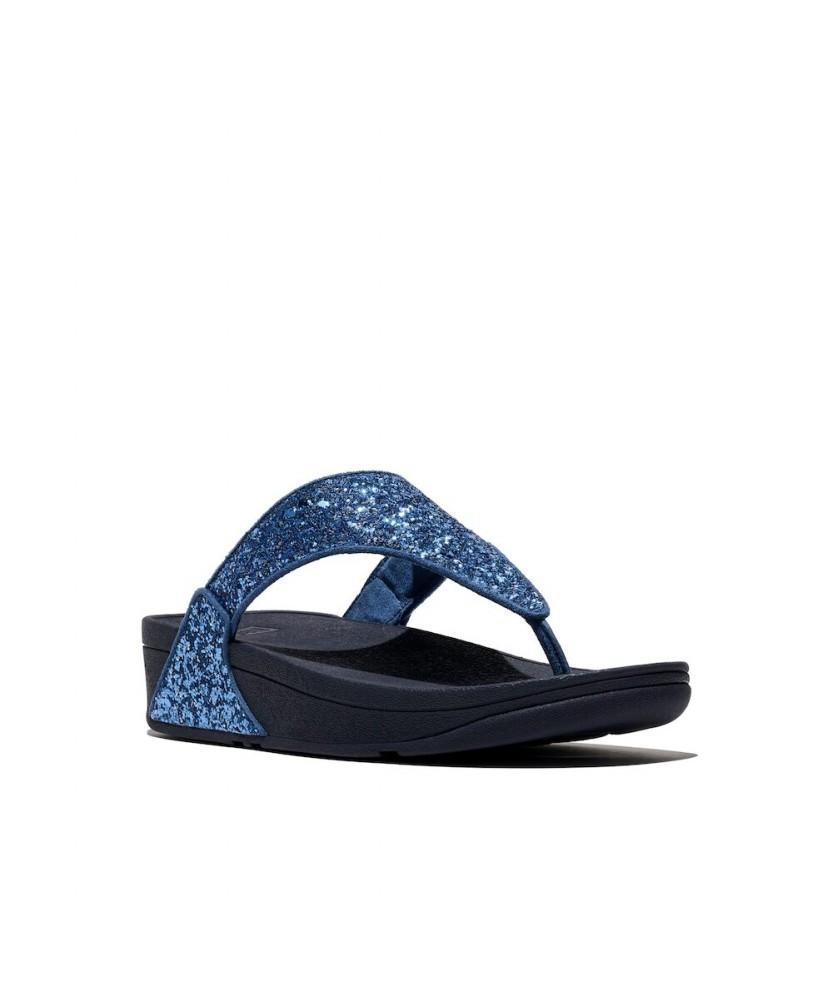 Fitflop Women'S Lulu Multi-Tone Glitter Toe-Post Sandals - Cosmic Blue (Ft61K2T01N)