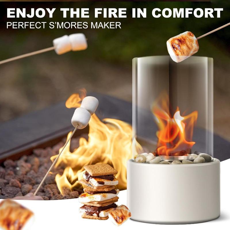 Portable Tabletop  Mini Fireplace with Cobblestones for Modern Home Decoration, Gift for Birthday, Gatherings & Weddings