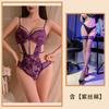 Purple Erotic Underwear, Sexy Lace Hollowed-out Suspenders Show Large Perspective, Free Backless Pajamas, Pure Desire Set