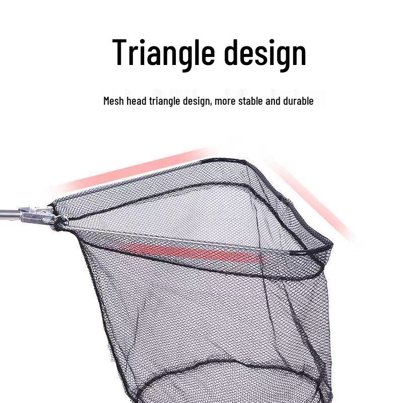Telescopic 2.5m Folding Triangle Fishing Net with Stainless Steel Rod and Black Pocket