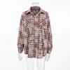 Fashion Style New Arrival Retro Lapels Loose Casual Plaid Shirt Loose Vintage Plaid Shirt