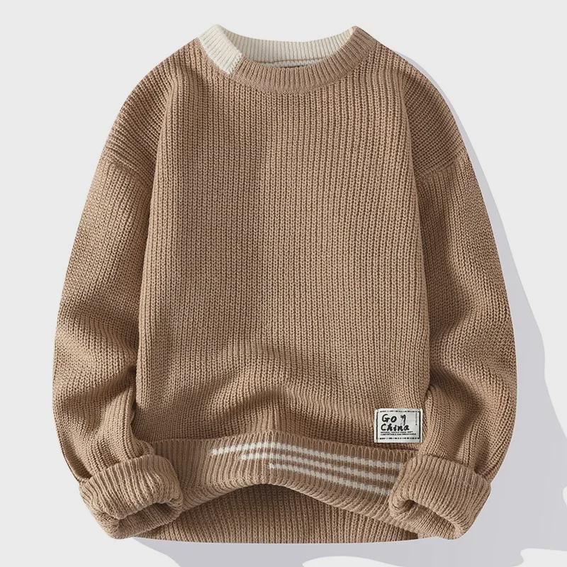 Retro Style Men's Thick Knit Round Neck Sweater for Cross-Border Trade