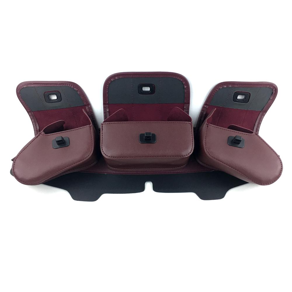 Motorcycle Windshield Bag Saddle 3 Pouch Pocket Fairing Bag For Harley Touring FLHT 1996-2013 PU Leather Front Frame Storage