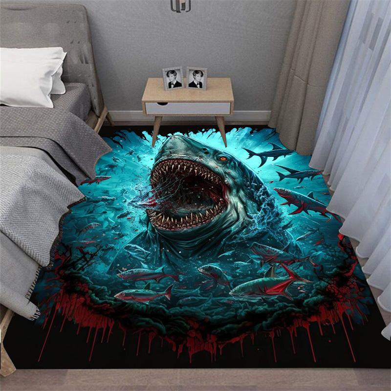 Terrifying Great White Shark White Shark White Death Carpet Floor Mat Adds a Great Focal Point To Any Space