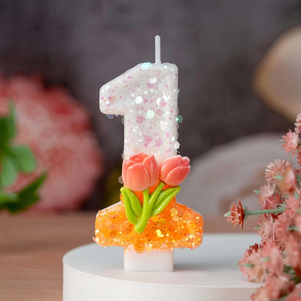 Creative DIY 0-9 Birthday Flower Candle for Cakes and Desserts