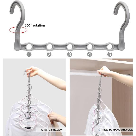 Closet Organizers and Storage,8 Pack Stronger Space Saving Hangers Clothes Hanger with 5 Holes Closet Storage for Heavy Clothes,Magic Home
