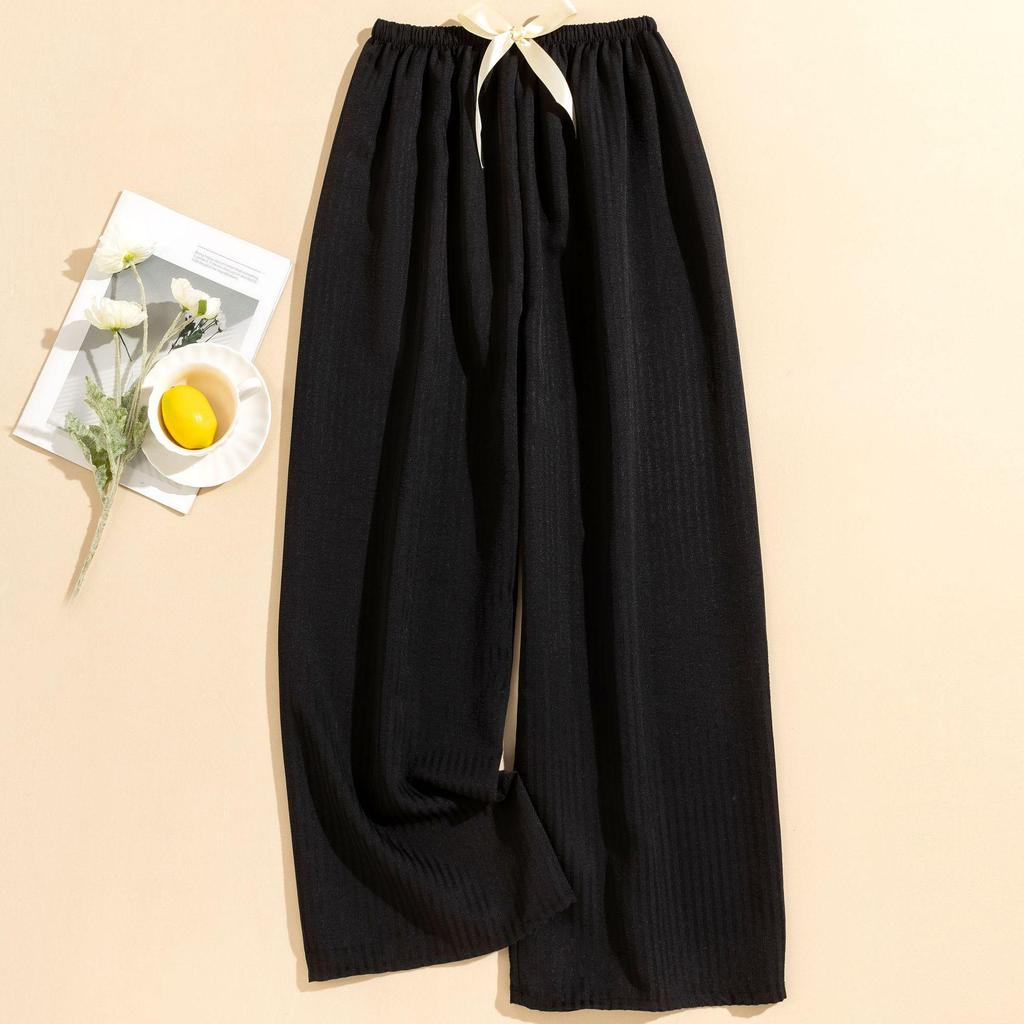 Women's Striped Pajama Pants - Summer Bubble Stripe, Slim, High Waist, Plus Size, Loose, Long Pants for Indoor/Outdoor Wear.