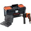BLACK+DECKER BEH850KA32-QS Perceuse À Percussion Filaire - 850W - 54 400 Cps/min - 32 Accessoires - Guide De Profondeur - Poignée