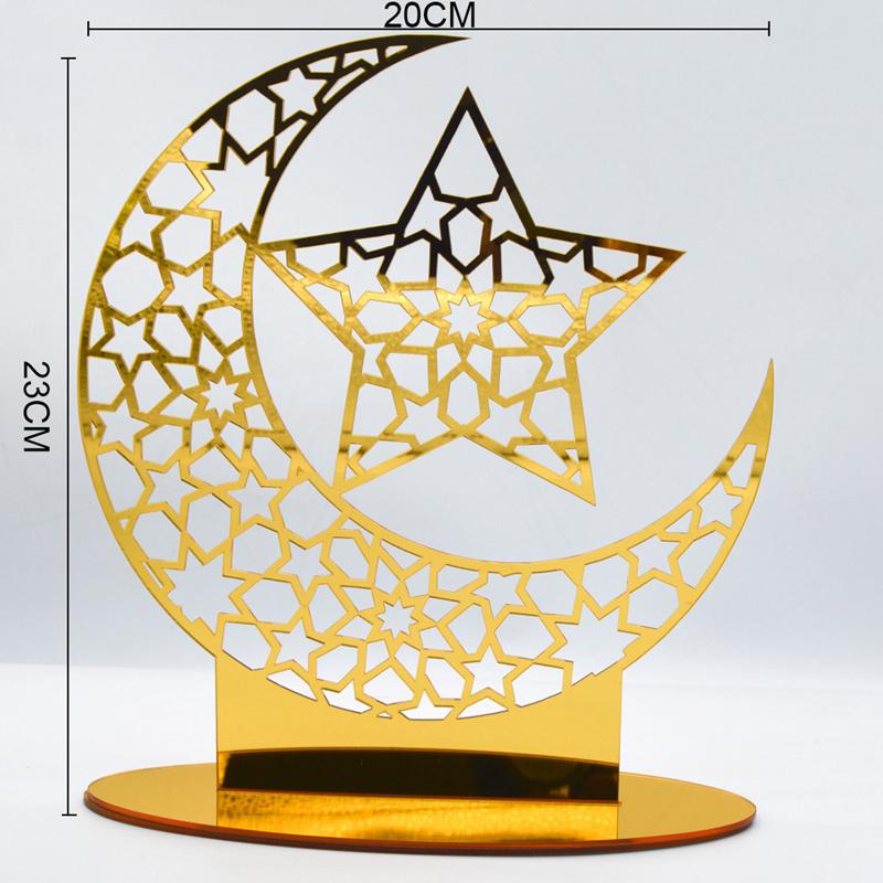 Ramadan Kareem Akrylová ozdoba Eid Mubarak Dekorace pro domov Islámské muslimské párty potřeby Zlatá měsíční dekorace Dárek k EID Al Adha