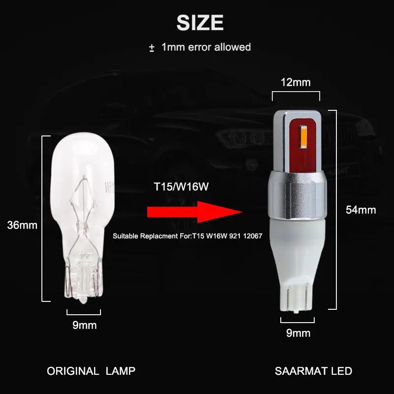 2PCS T15 White 3000K/Yellow 6000K Bulbs LED Reverse Light Backup Lamp W16W 2000LM 12V 921 912 Driving Lamp Car Accessories