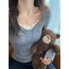 Lace Knitted Bottoming Shirt Women's Inner Fit Slim-fitting Season New Fashion Sweater Short Top