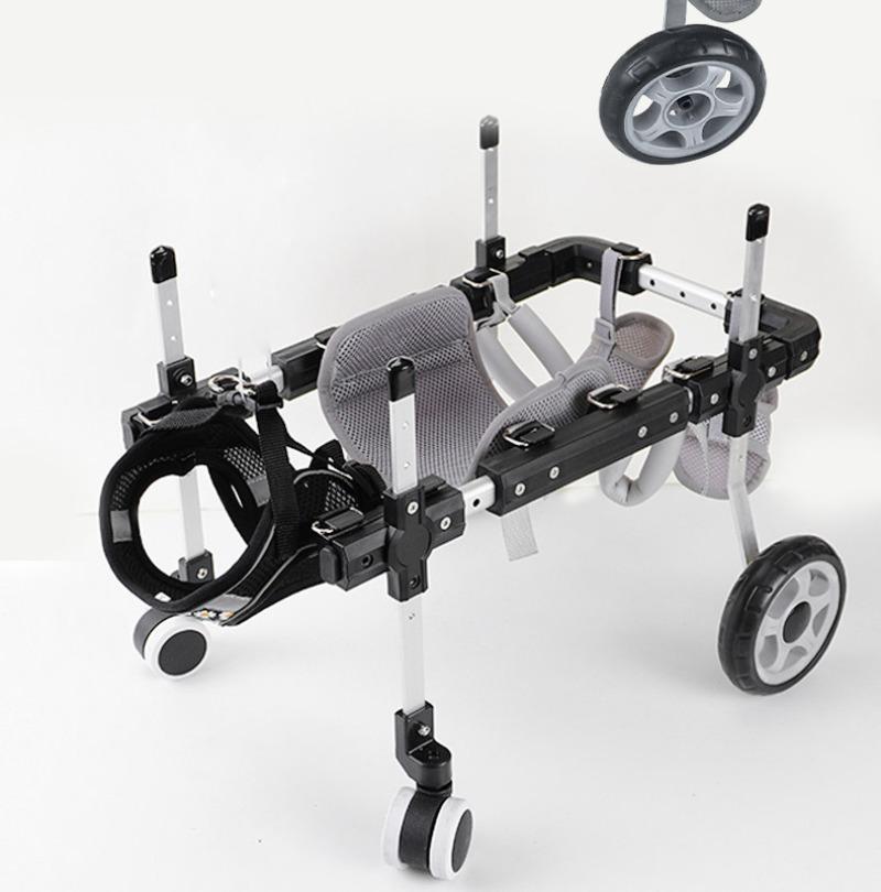 Four-Wheel Dog Wheelchair Rear Leg Support Mobility Aid for Disabled Pets Canine Rehabilitation Walker Adjustable Dog Trainings