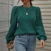 IHUASU Autumn and Winter Patchwork O-Neck Knit Women's Long Sleeve Pleated Loose Sweater