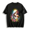 Virgin Mary Baby Jesus Warm Print Casual Top Pure Cotton T-shirt
