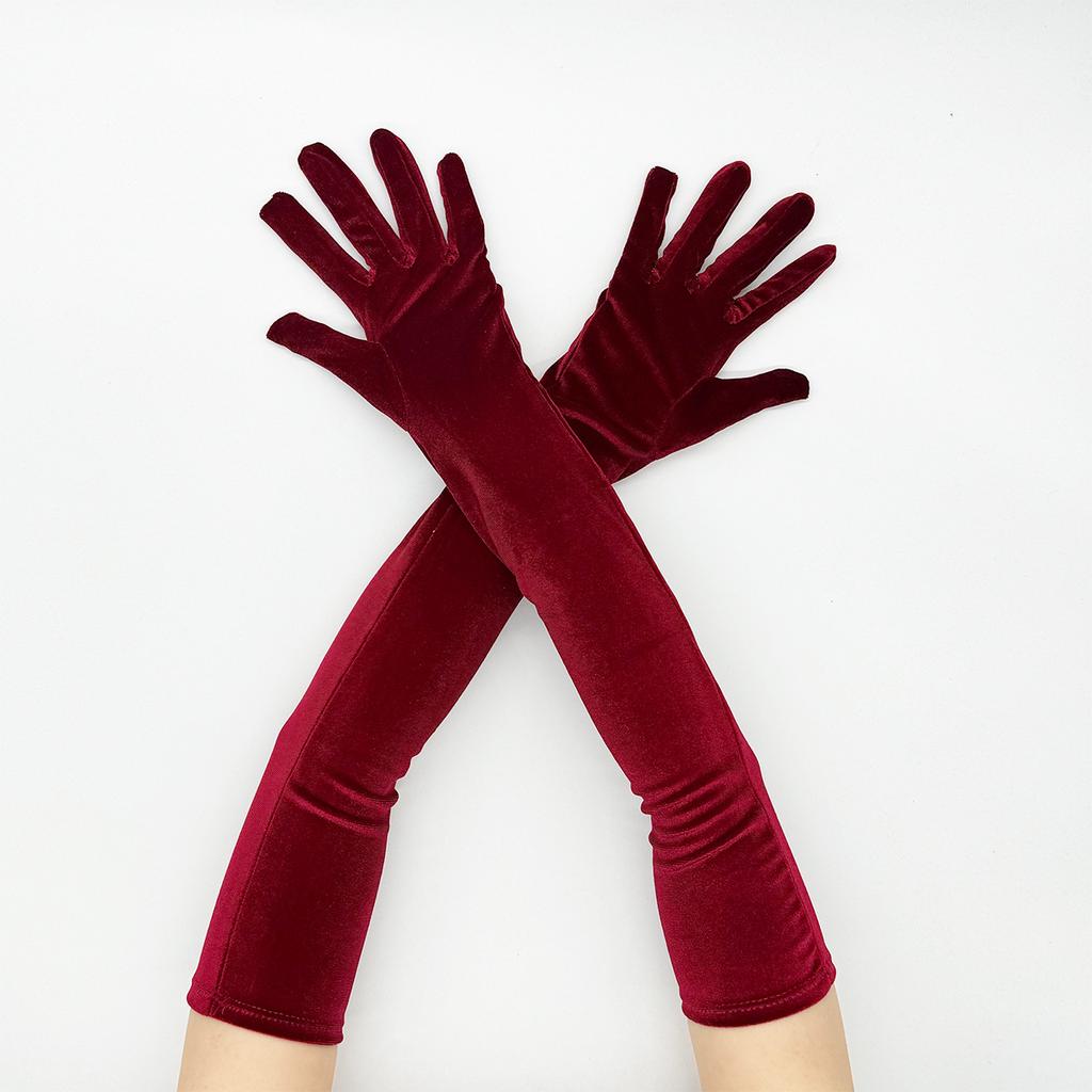 Winter Long Thickened Golden Velvet Gloves Stage Performance Etiquette Costume Gloves 1920S Vintage Prom Gloves