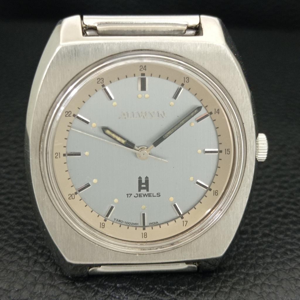VINTAGE ALLWYN 6300A HAND-WINDING INDIA MENS ORIGINAL DIAL WATCH a706079-1
