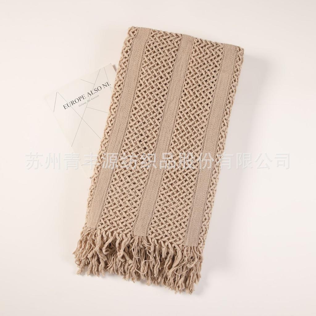 Nordic Sofa Blanket Knitted Hotel Throw Ins Blankets Bed End Hollow Out Artistic Tassel Warm Nap 8 Colors Korean Style Fashion