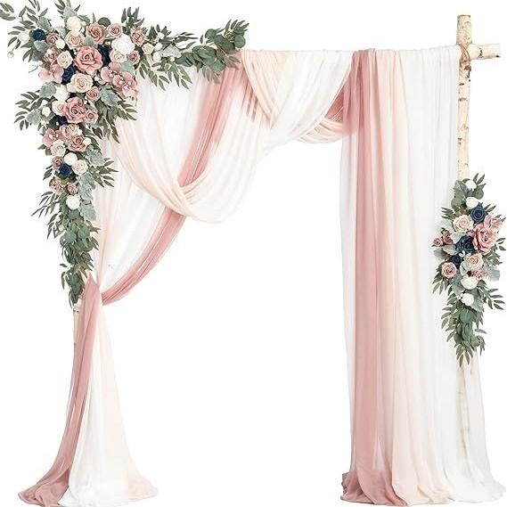Luxury Wedding Arch Flower Six-Piece Set - 2 Pieces Flower Game 3 Pieces Curtain 1 Arch Suitable For Wedding Diy Decoration