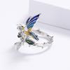 Fashion Creative Hummingbird Ring Drop Glue Color Animal Elements Bird Pastoral Style Womens Ring