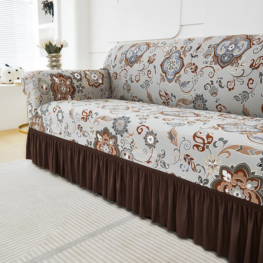 Annual Printed Skirt Sofa Cover, Universal Multi-Functional Living Room Dirty Cover, Non-Slip Sofa Cover