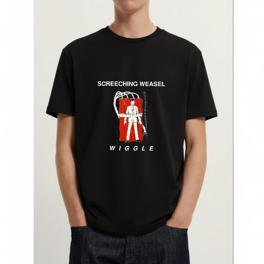 1990s Style Screeching Weasel Wiggle Shirt Classic Black Unisex S5XL S