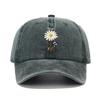 Flower Print Washed Distressed Dad Hats WoUnisex Cotton Baseball Cap Outdoor Fashion Sun Hat Adjustable Curved Brim Sports Caps