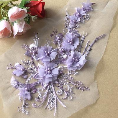 1 Peça rple Rosa Amarelo Azul Renda Adesivos de Flores Flores 3D Vestido de Casamento DIY Moda Patch Tecido de Renda Para Faixa de Cabelo Scrapbooki