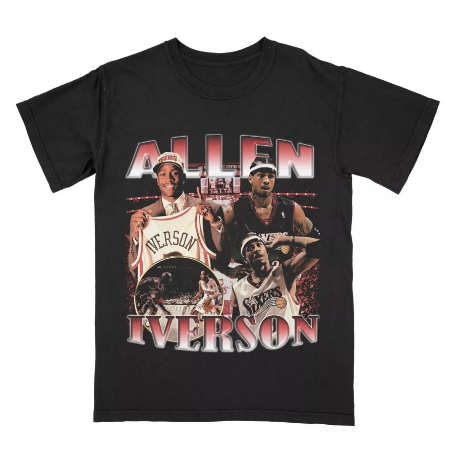 Американская ретро футболка Алан Айверсон Ретро 90-х Баскетбол Мужская футболка Лето Новая Мужская и Женская Уличная одежда XXXXXL чёрный